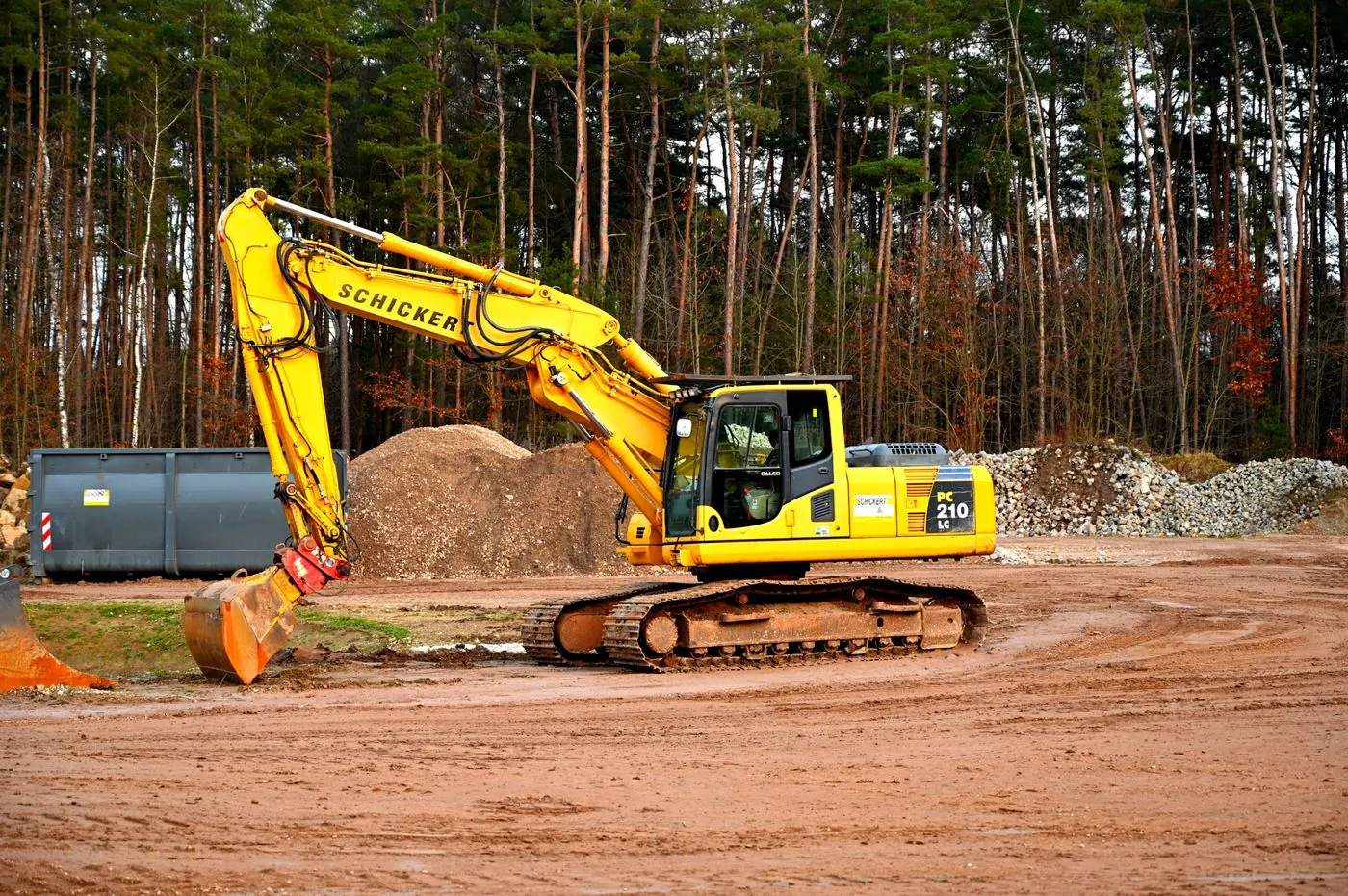 Crawler crane on tracks at a heavy industrial site